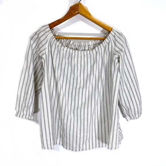 Madewell Striped Retro Off-The-Shoulder Blouse - Picture 5 of 7
